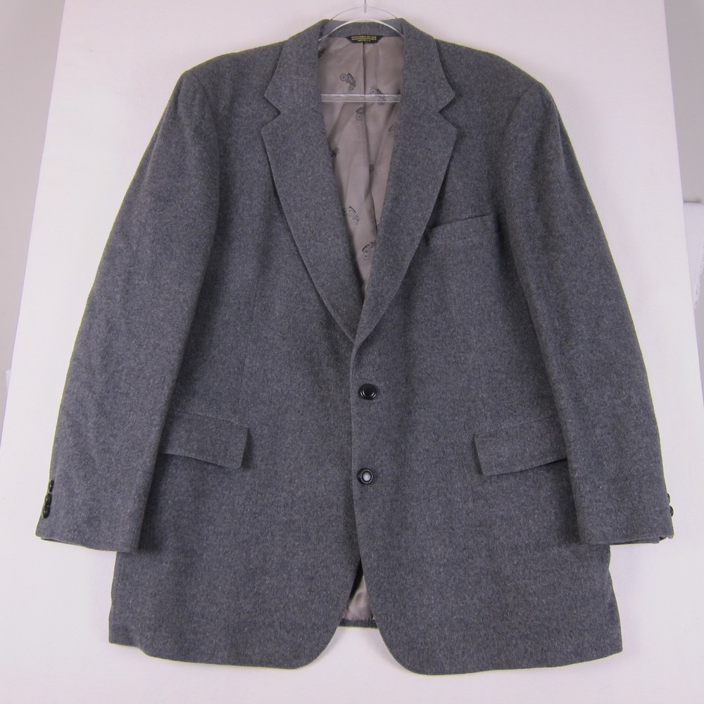 Strathmore Blazer 42R Mens Camel Hair Gray Plaid Suit Jacket Sport Coat